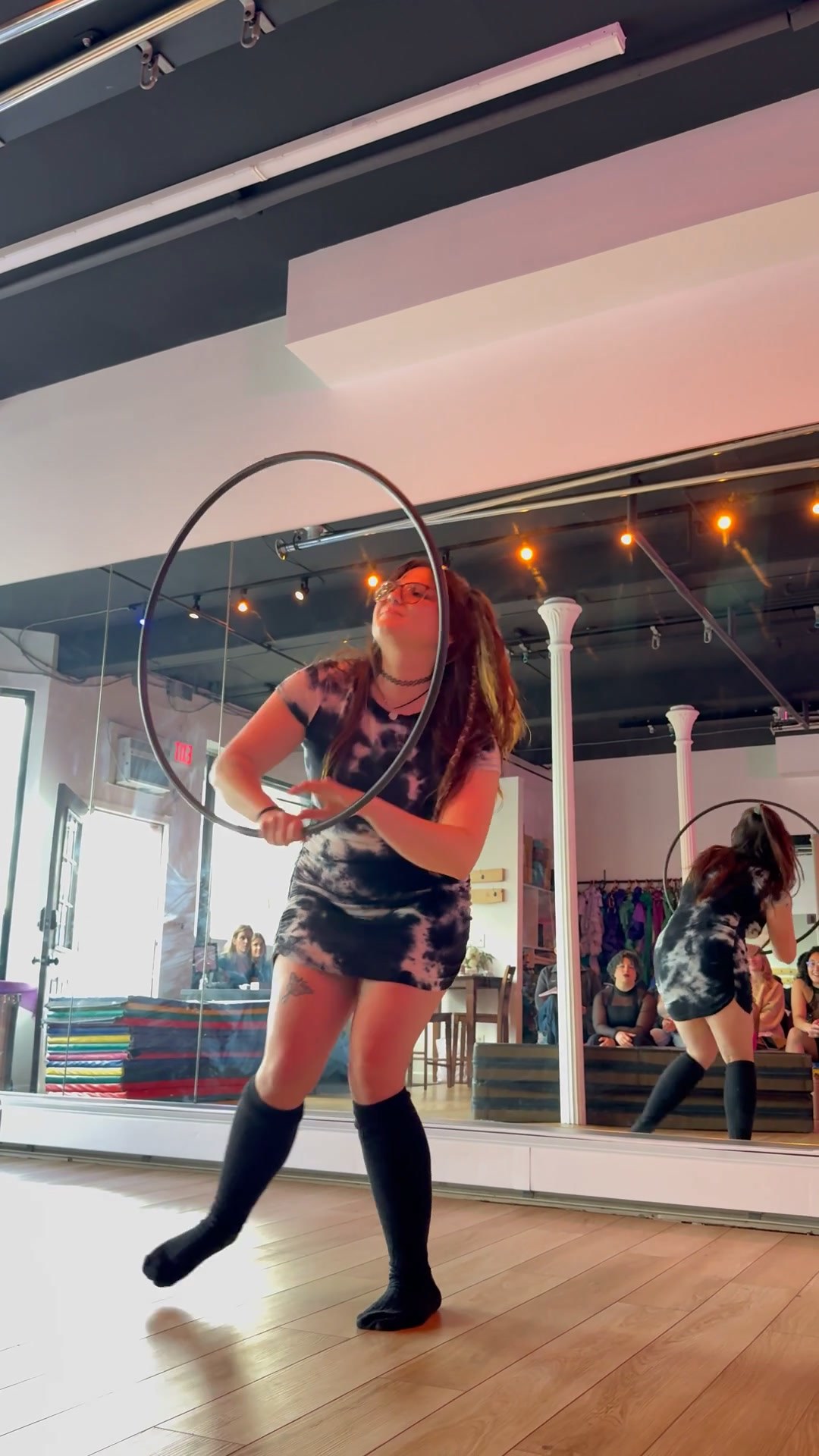 Student in a Hula Hoop Dance class at Flexibility in Flight studio in Chester, NY